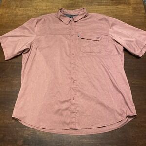Wrangler Shirt Mens 2X All Terrain Gear Red Short Sleeve Button Up Multi Pockets
